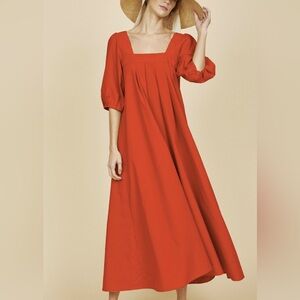 Hunter Bell Waverly dress square neck puff sleeves eyelet fit & flare maxi